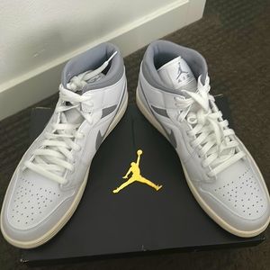 New Men’s Air Jordan 1 High Premium in White and Grey